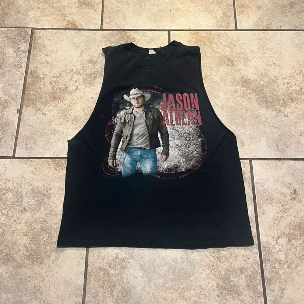 Vintage Jason Aldean 2012 Concert Tour Black Tank Top Country Music Tee size M